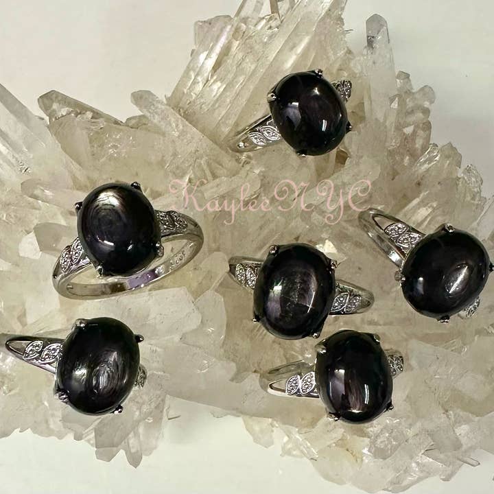 Natural Hypersthene Ring White Bronze for wholesale by KayleeNYC