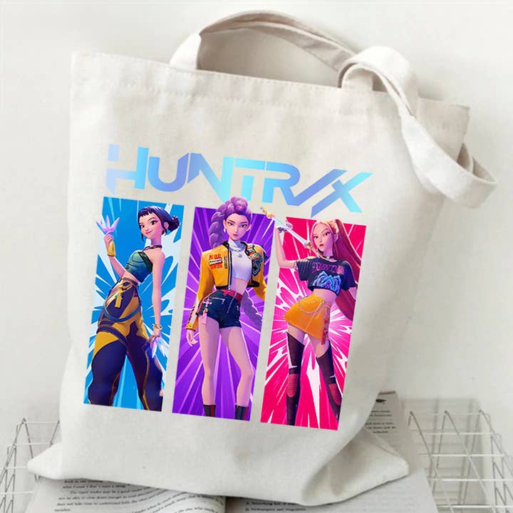 K-Pop Demon Hunters White Canvas Shoulder Bag for wholesale by Sparkling Extras