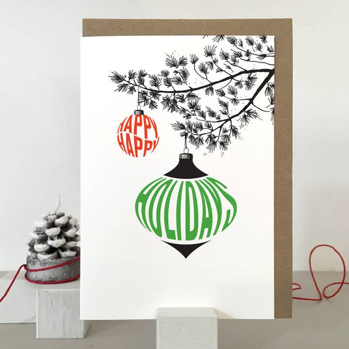 Retro Happy Holidays Christmas Card | Seasonal Card for wholesale by Purpose & Worth etc