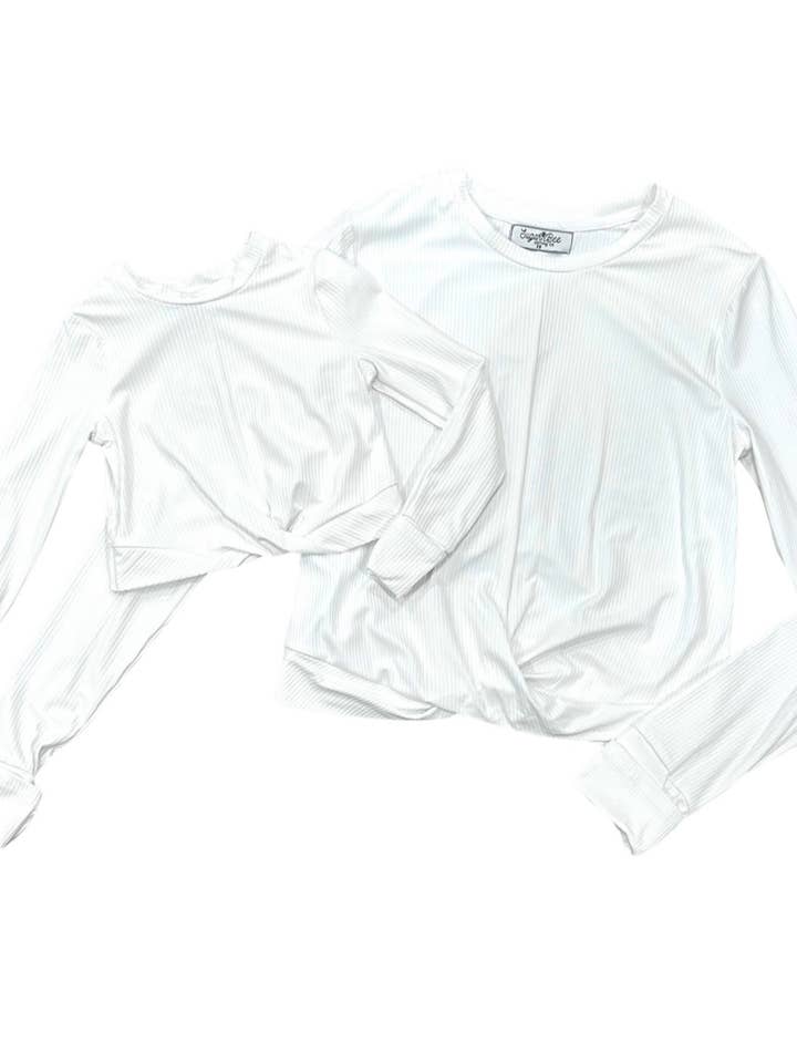 Crop Knot Långärmad - Vit för wholesale av Sugar Bee Clothing