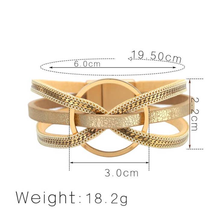 Mio Queena - Wholesale Bangle Bracelet - Magnetic Buckle Ring Charm Leather Bangle Bracelet - BJ/LB