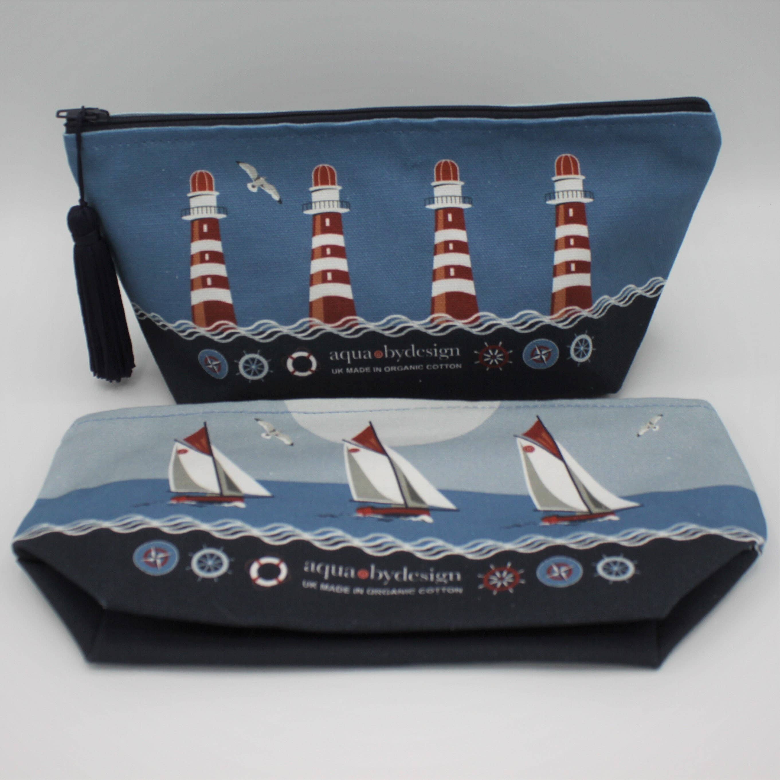 Aqua by Design - Wholesale Makeup/Cosmetic Bag - Cosmetic Bag, Nautical Boats & Lighthouse design2