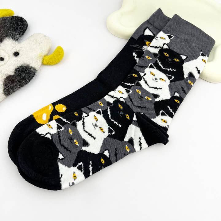 Chaussettes décontractées confortables à motif de chats. pour la vente par mildstyles