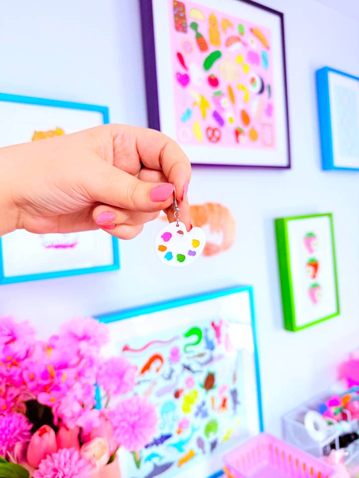 boucles d'oreilles en acrylique Paint Palette pour la vente par Smiley Moon Studio