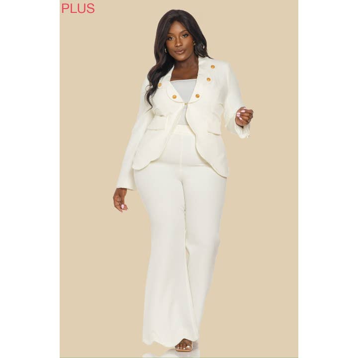 LONG SLEEVE JACKET BLAZER SUIT SET PLUS SIZE for wholesale by The Sang