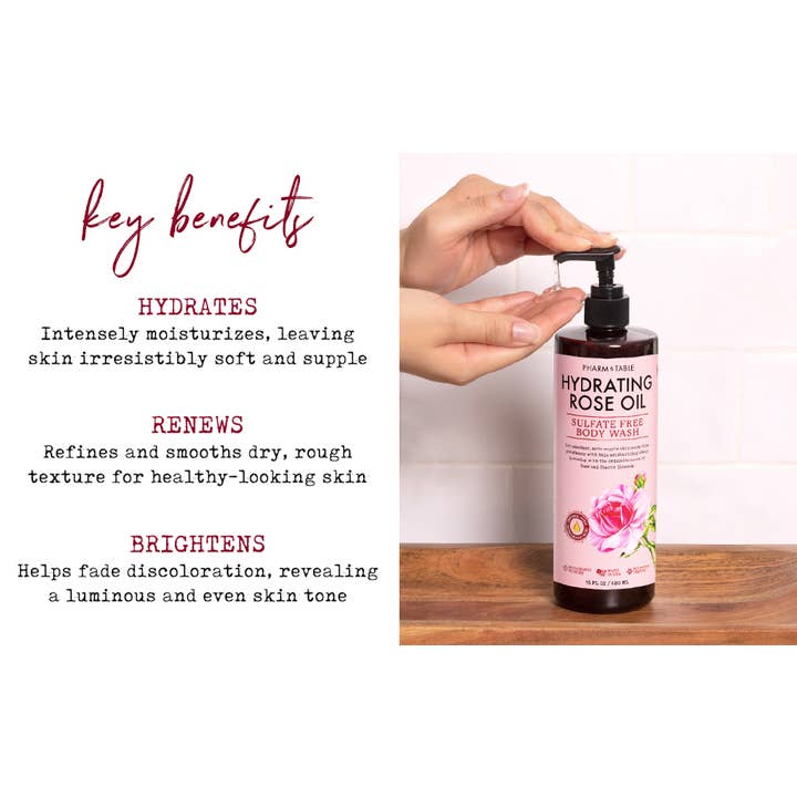 Kira Labs - Wholesale Body Wash/Shower Gel - Pharm to Table Hydrating Rose Body Wash Sulfate-Free 480ml