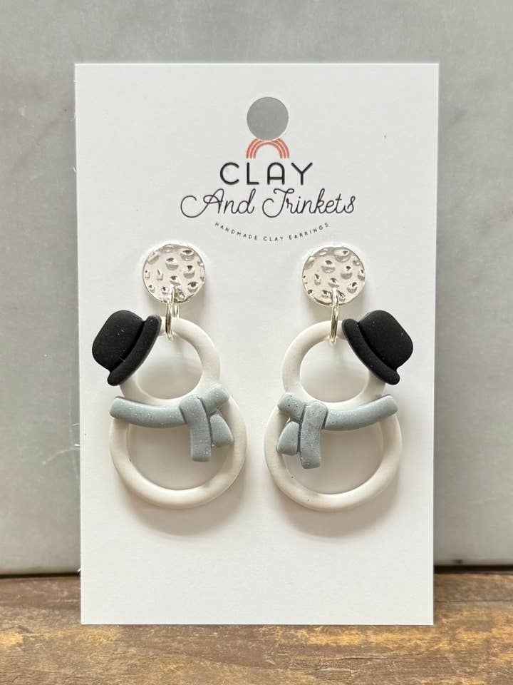 Snowman Dangle Earrings for wholesale by Clay and Trinkets