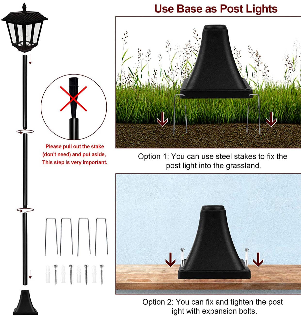 OutdoorSolarOutlet – wholesale Outdoor/lawn light – SmartYard 67 Inch Solar Lamp Post Lights, 100 Lumen Solar Po4