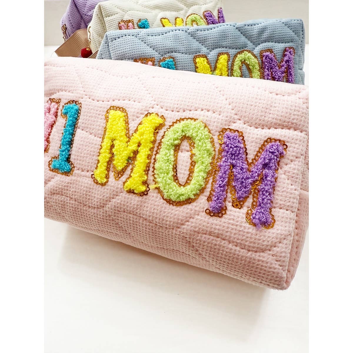 MIX COLOR LOVE MOM Soft Tone Light Weight Cosmetic Bag for wholesale on Faire8