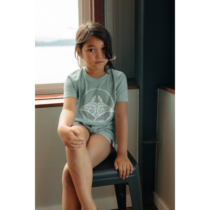 Kids Ice Blue Stingray T-Shirt for wholesale by Alaska Creations