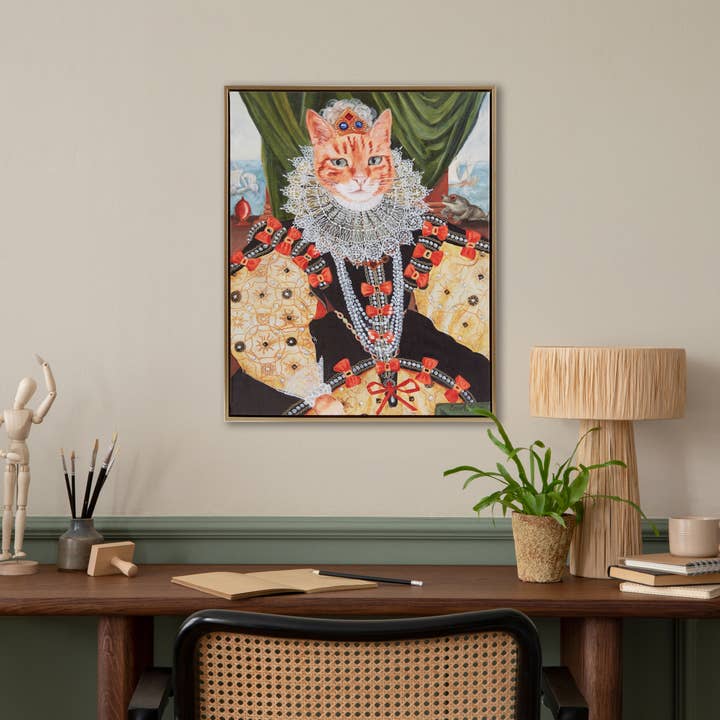 Olliix - Wholesale Art Print - Royal Pet Portrait Framed Canvas Wall Art, Queen Belle Cat