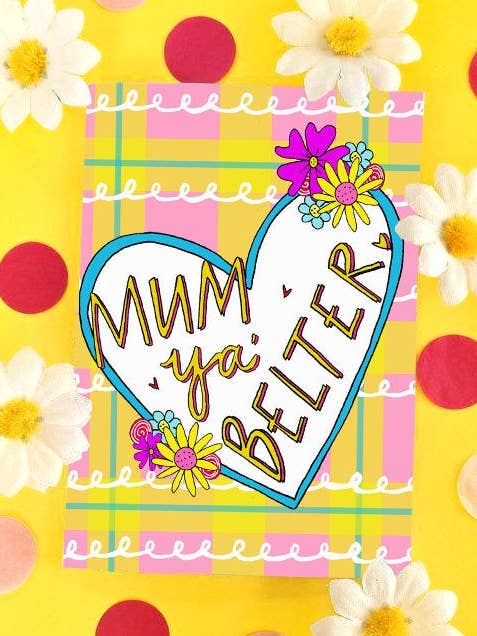 Mum Ya Belter Greetings Card for wholesale by Claire Barclay Draws