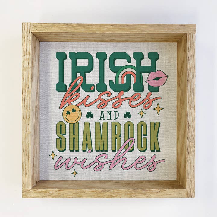 Schild mit Aufschrift „Irish Kisses and Shamrock Wishes“, Motiv St. Patrick's Day für den Großhandel von Hangout Home