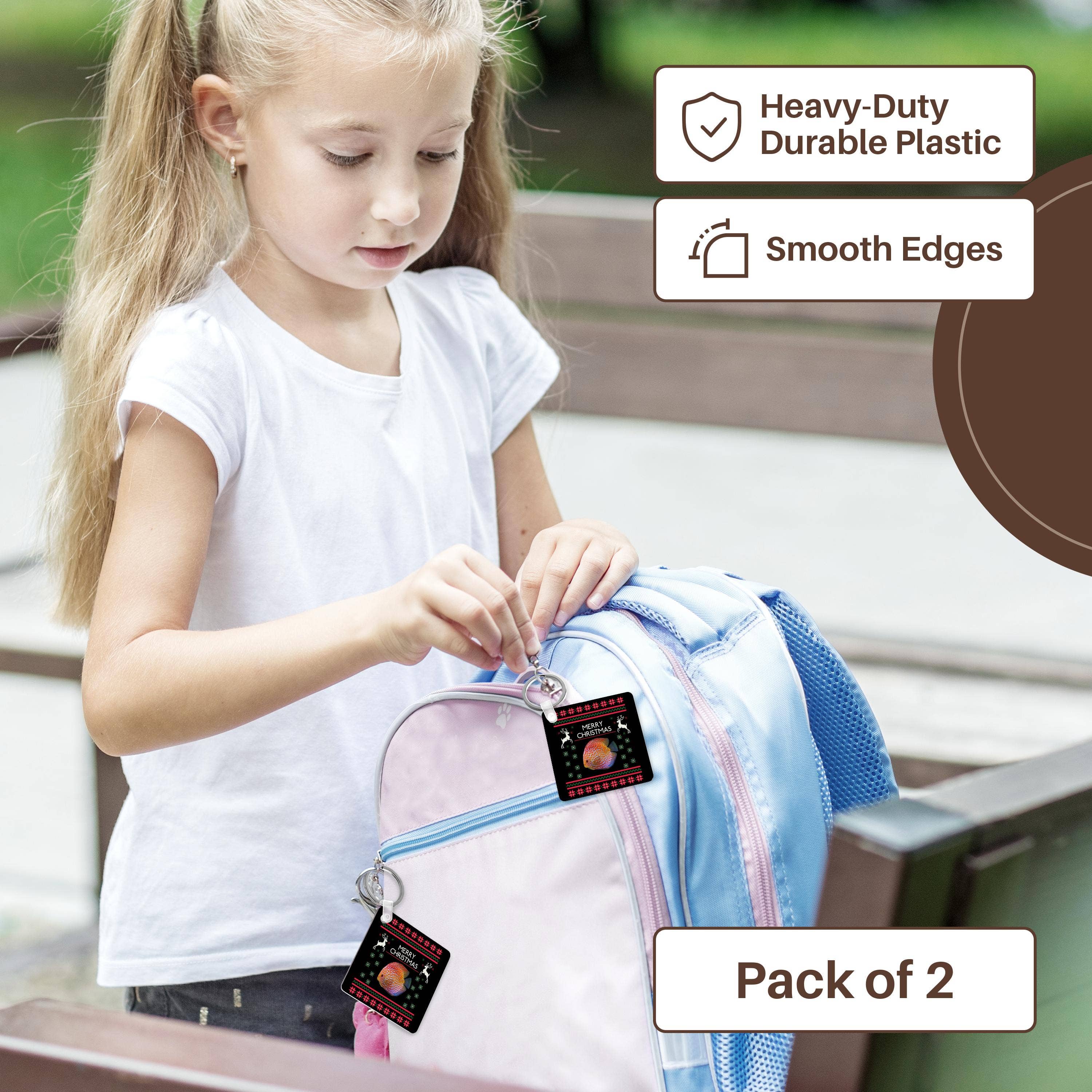 3dRose - Wholesale Keychain - Unisex - 3dRose, Merry Christmas Xmas and Snowflake with Discus Fish, Key Chain8