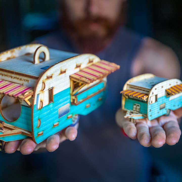 One Man One Garage - Wholesale Bird House - Vintage Camper Bird House Scale model playset you can build and use! Bring back the love of travel!10