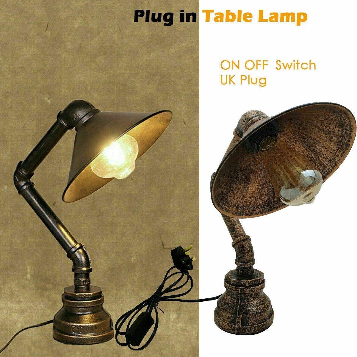 Ledsone - Vendita all'ingrosso Lampada da scrivania/d'accento - Lampada da tavolo industriale in rame spazzolato stile retrò Steampunk5