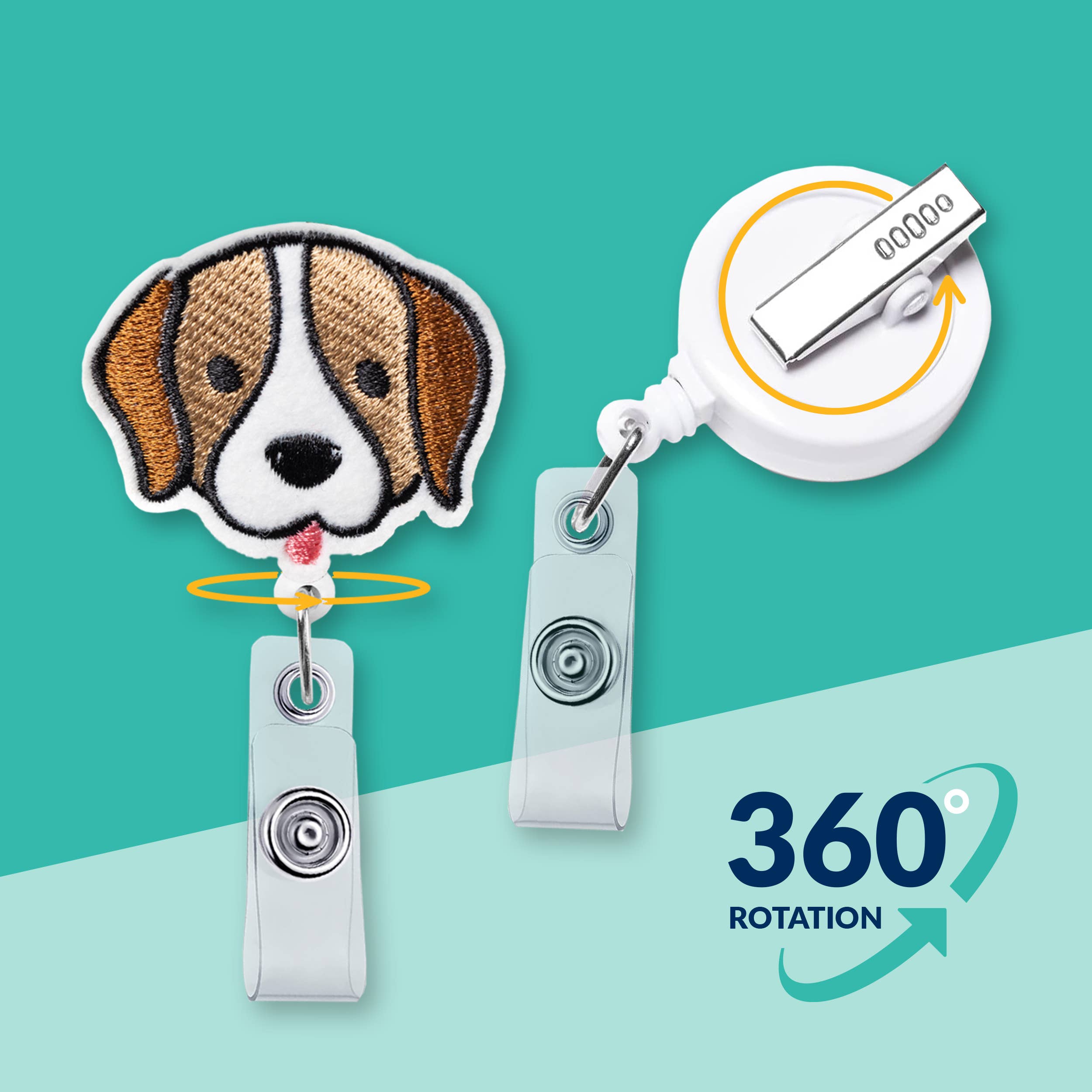 Nurseology - Wholesale Badge Accessory - Women's - Dog 360-Degree Rotating Retractable Reel Clip Badge Holder1