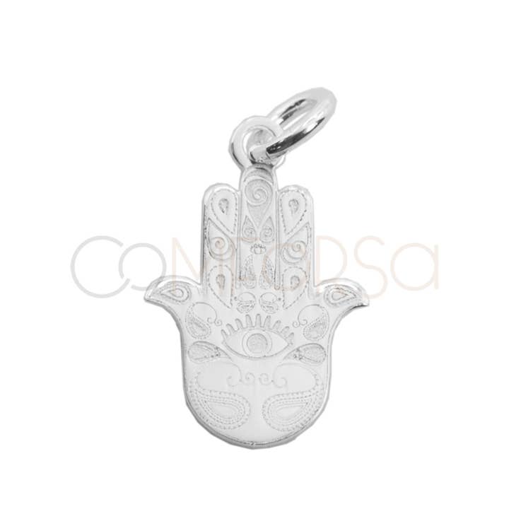 Sterling Silver 925 FatimaS Hand Embossed Pendant 10 X 15Mm for wholesale by COM FORSA SL