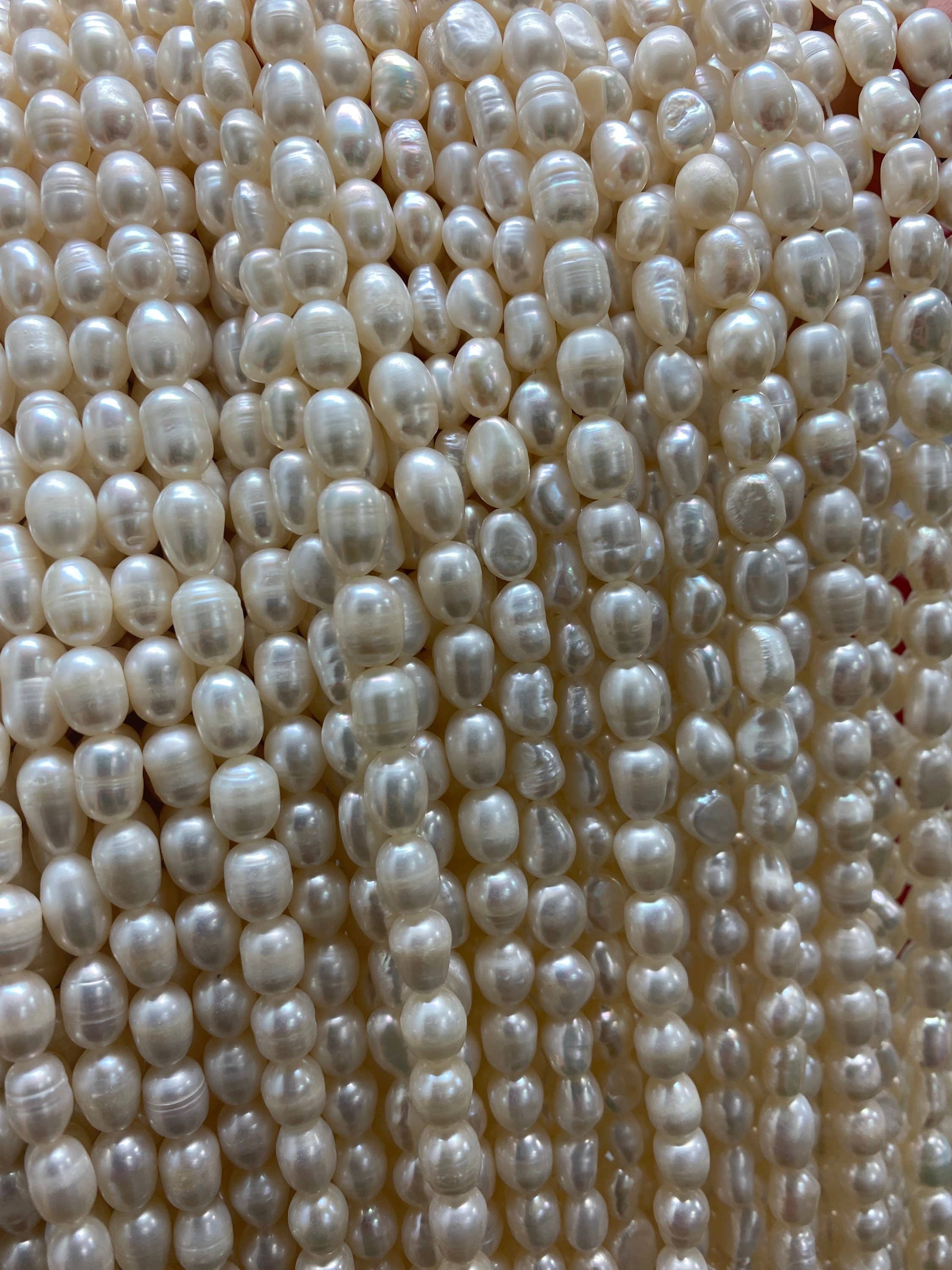 The Bead Bazaar - Wholesale Beads - Dainty 6X8mm Rice Freshwater Pearls For Necklace, Wholesale1