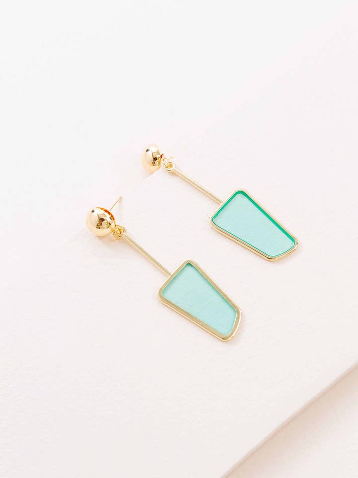 Stained Glass Dangle Earrings (14K) | Turquoise for wholesale by Lovoda