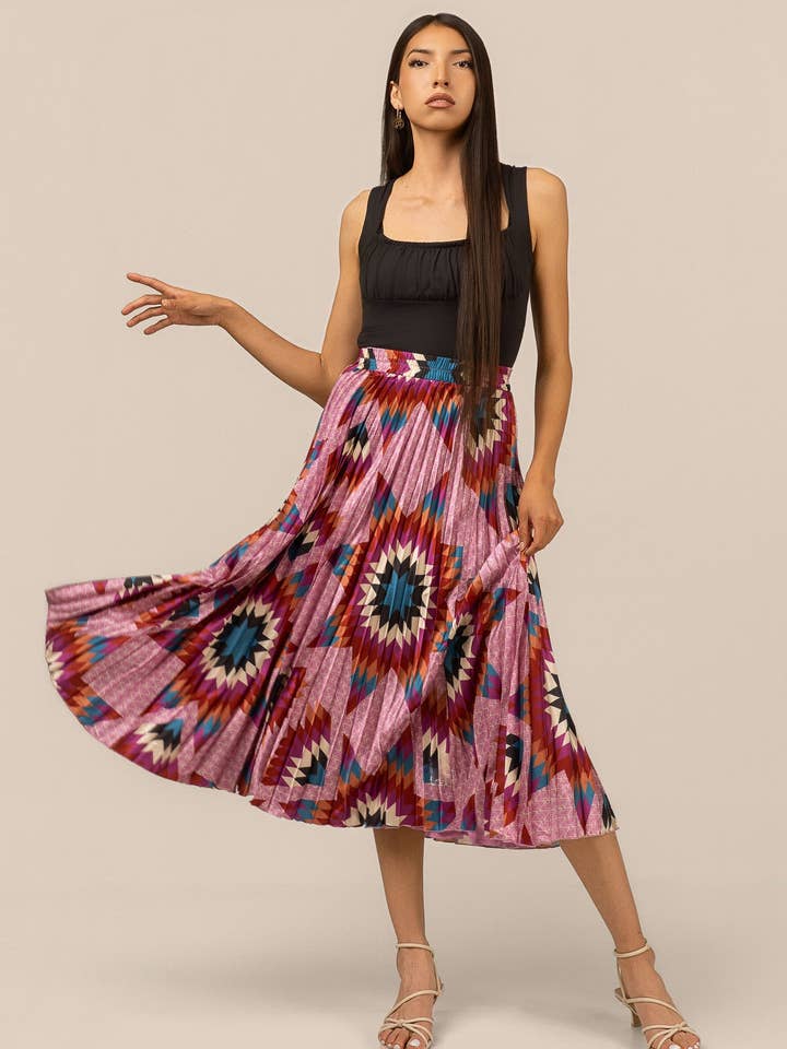 Jupe midi plissée - Violet pour la vente par B.Yellowtail