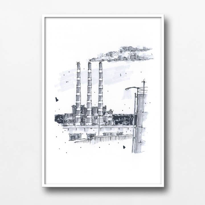 Tufts Cove Generating Station, Halifax for wholesale by Downtown Sketcher