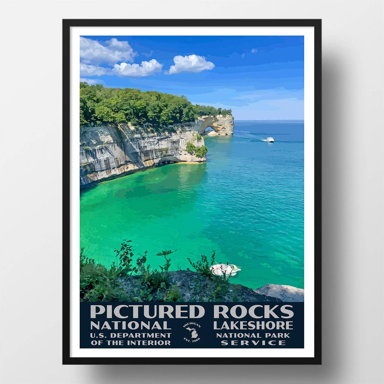 Just Go Travel Studios - Wholesale Poster - Pictured Rocks National Lakeshore Poster-WPA (Grand Portal Point) - WS1