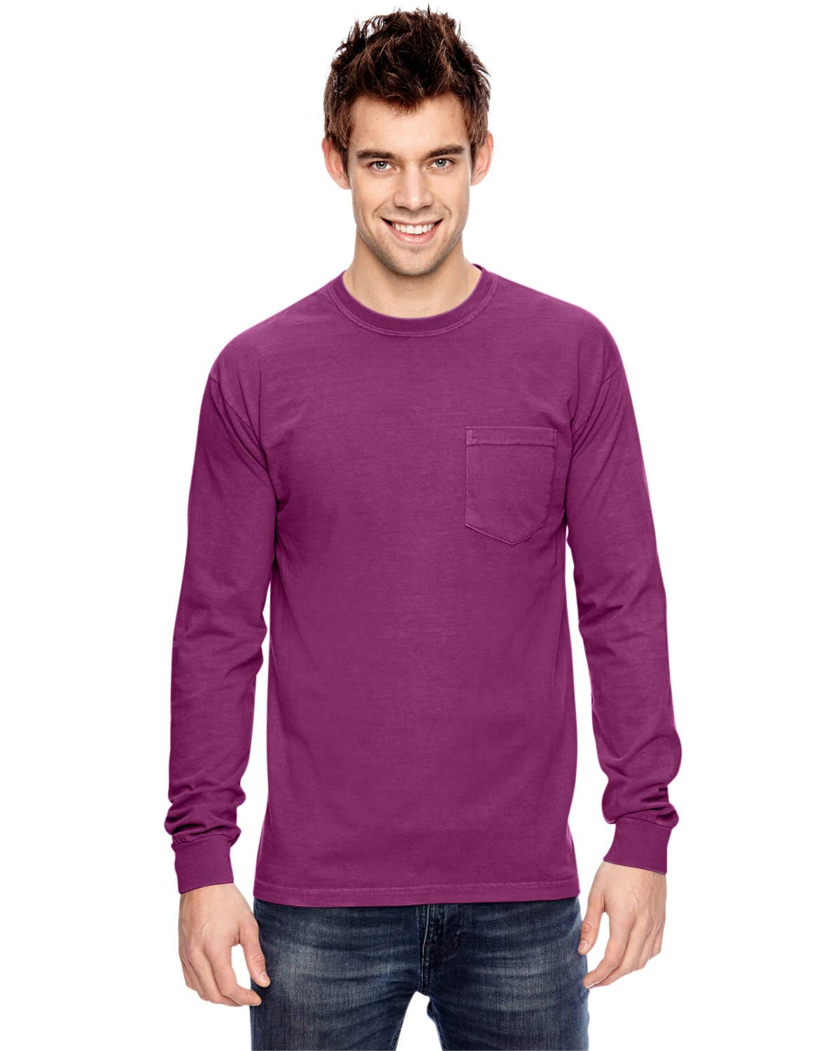 Total Apparel - Wholesale T-Shirt - Men's - Comfort Colors Garment-Dyed Long-Sleeve Pocket T-Shirt C44105