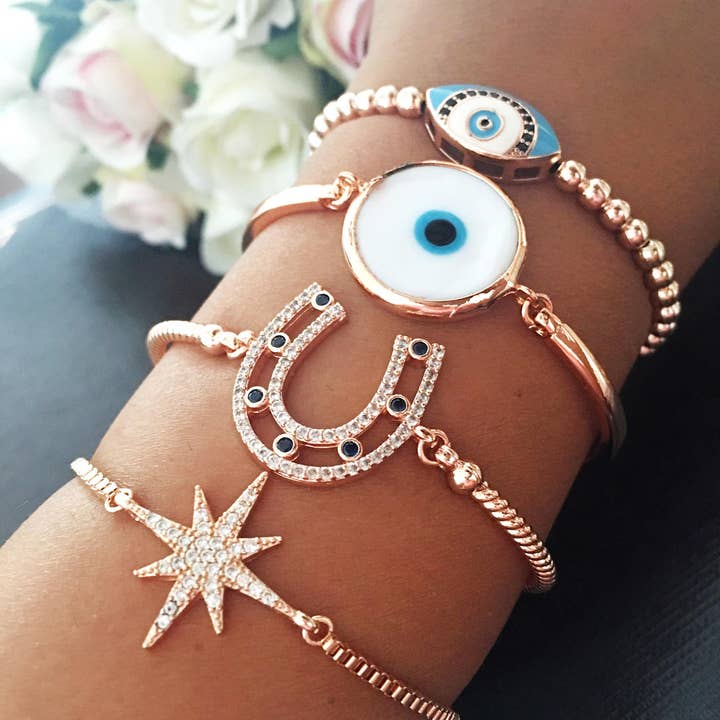 Evileyefavor - Vendita all'ingrosso Parure di gioielli - Bracciale Evil Eye, Bracciale Ferro di Cavallo, Bracciale Murano2