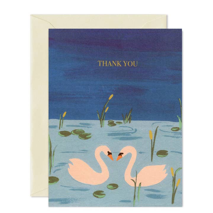 Thank You Swans- Blank Greeting Card for wholesale by Emily Oot LLC