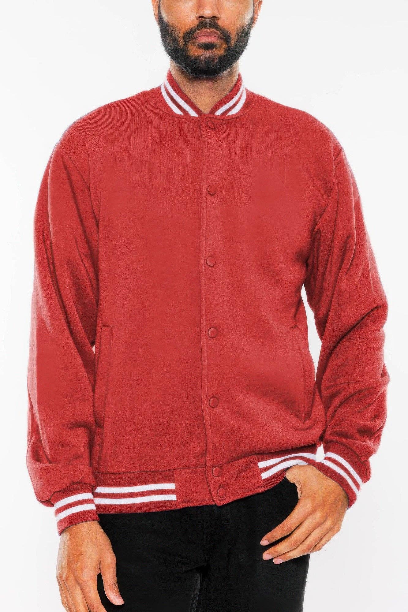 CC Wholesale Clothing – Großhandel College-/Baseballjacke – Herren – Herren-Fleece-Collegejacke mit Druckknopf7