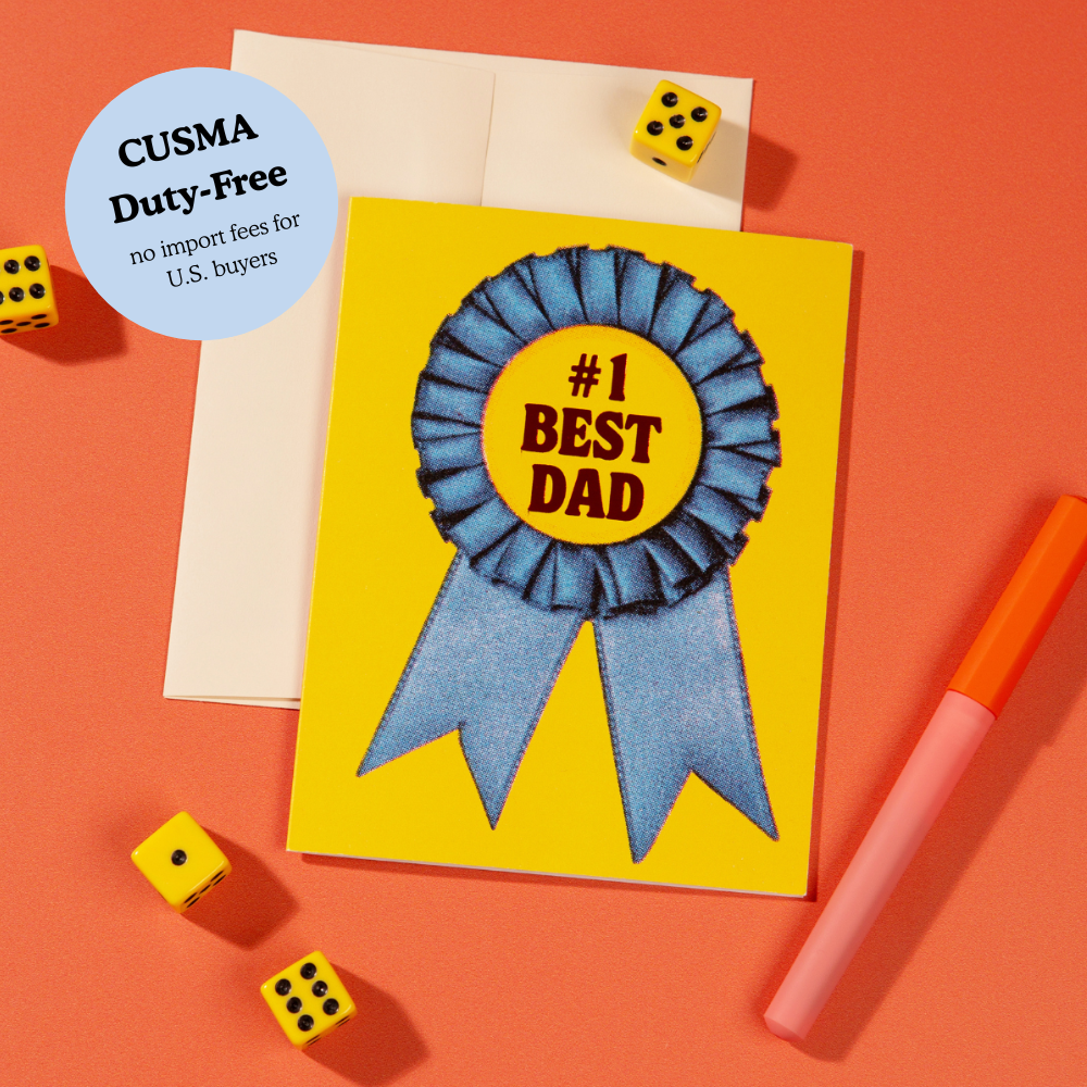 Lucky Goods Paper - Wholesale Father's Day Card - #1 Dad Ribbon Card – Foil Father’s Day Greeting0