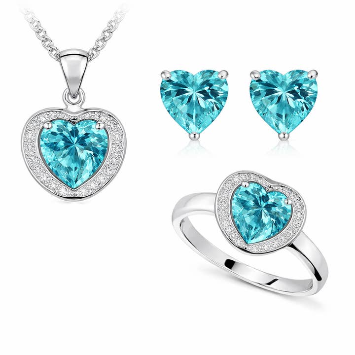 Vintage Romantic Heart Silver Swarovski Crystal Jewelry Set for wholesale by Glimmering Handmade