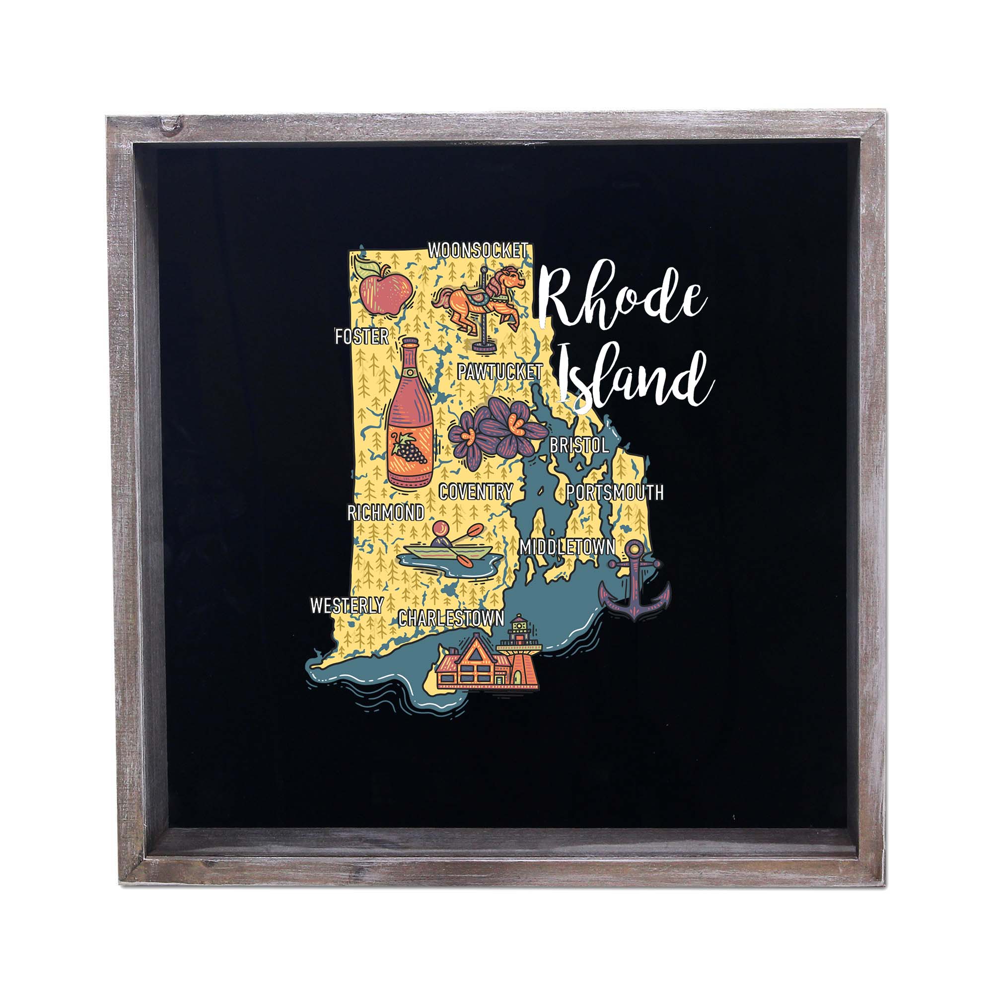 Torched Products - Wholesale Sign - State Map Design Shadow Box - Gray36