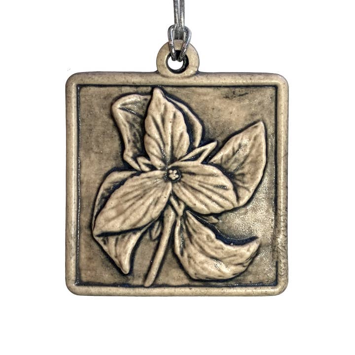 Trillium Ornament Michigan Gift Holiday Spring Flowers for wholesale by Whistling Frog Tile Inc.