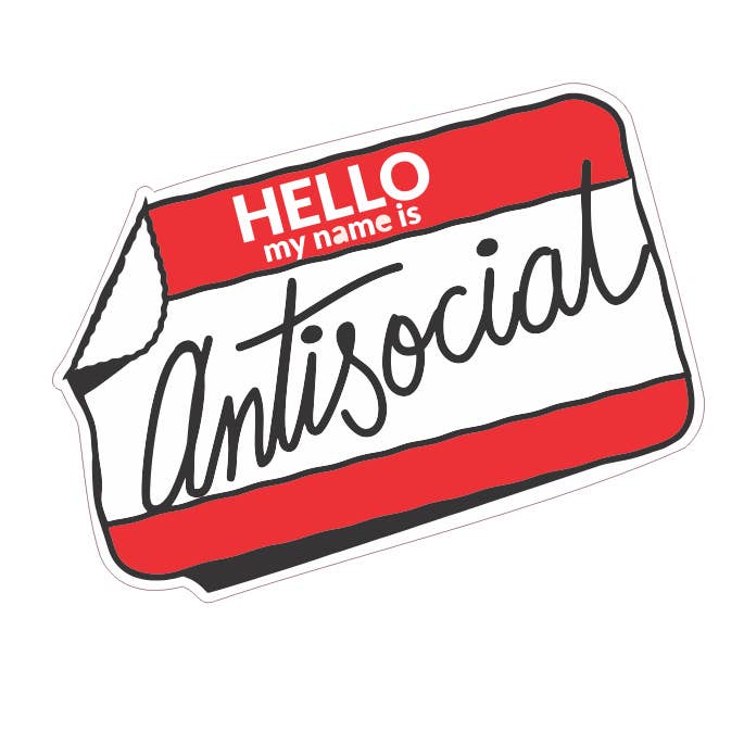 Antisocial Vinyl Sticker for wholesale by Cube Monkey Designs