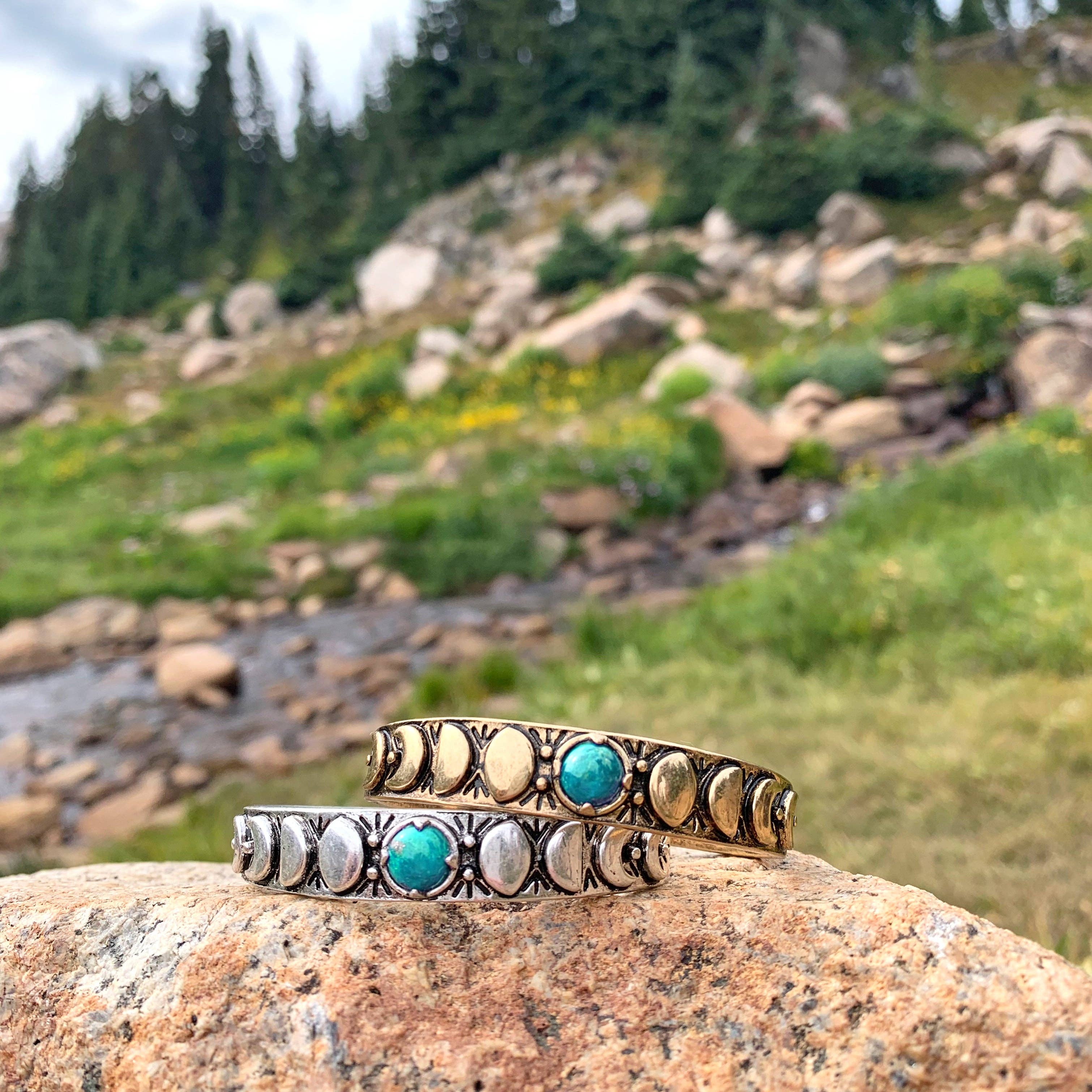 Hiouchi Jewels | Rose & Bolt Grateful Dead Jewelry - Wholesale Cuff Bracelet - Moon Phases Cuff Bracelet | Turquoise8