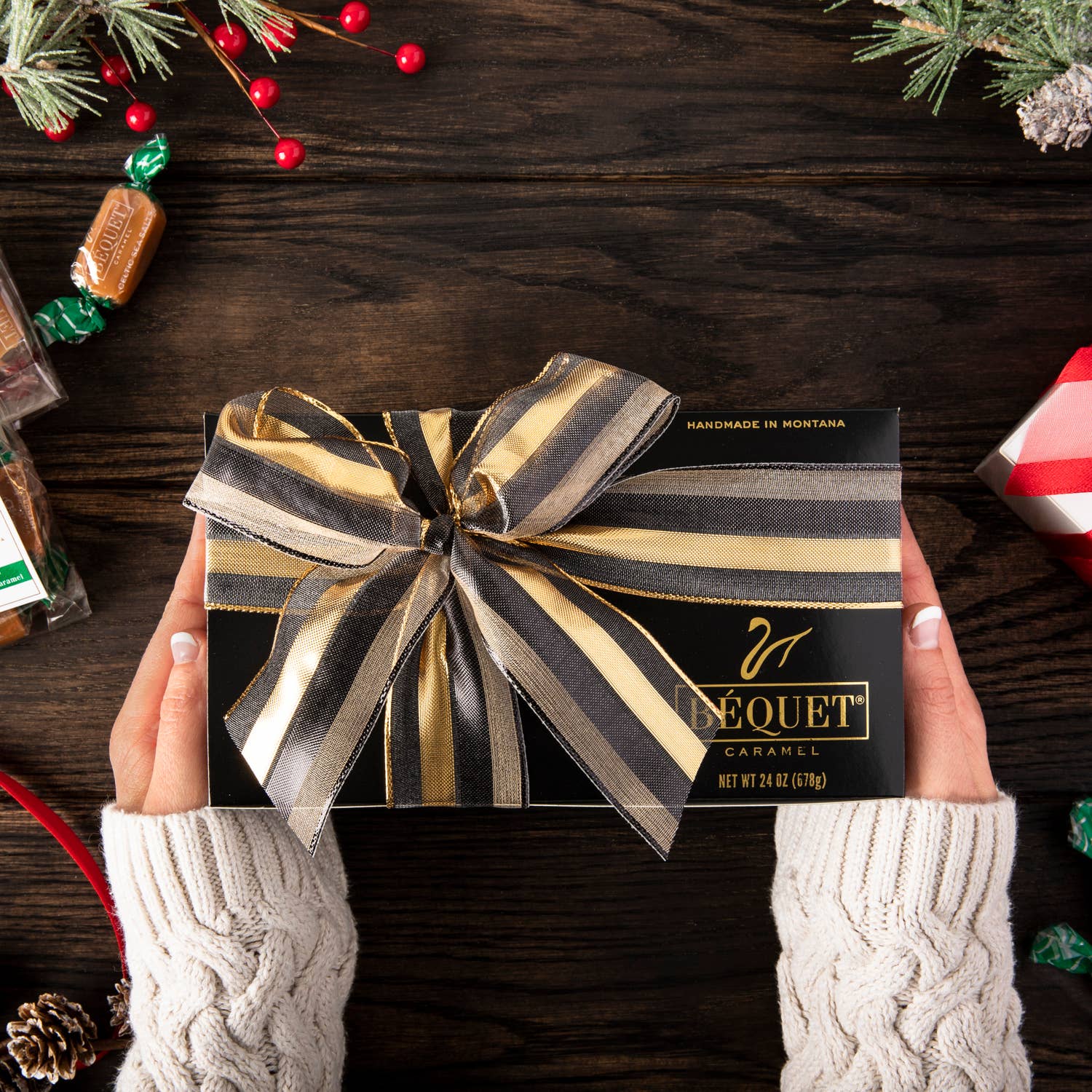 Béquet Confections - Wholesale Caramel - Béquet Gourmet Caramel 11 oz Ballotin Gift Box7