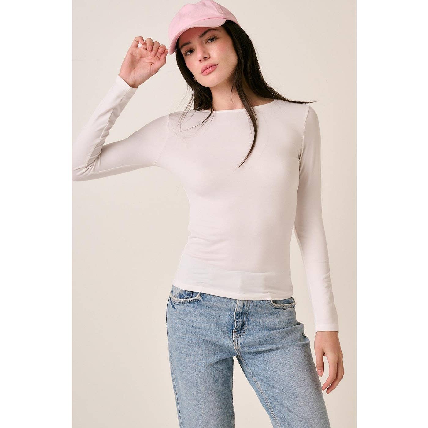 mittoshop - Vendita all'ingrosso Top in maglia - Donna - TOP IN MAGLIA A MANICHE LUNGHE CON SCOLLO TONDO DTY24