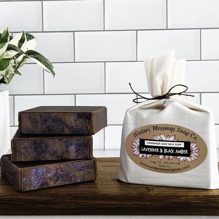 Lavender & Black Amber Goat Milk Soap for wholesale by Winters’ Blessings Soap Co.