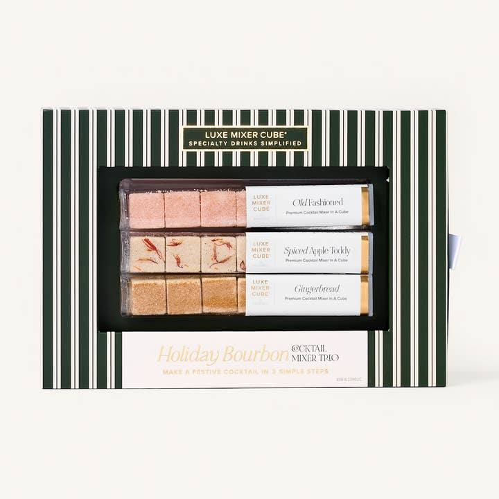 Holiday Bourbon Old Fashioned Mixer Cube Trio for wholesale by TEASPRESSA | LUXE Mixer Cube