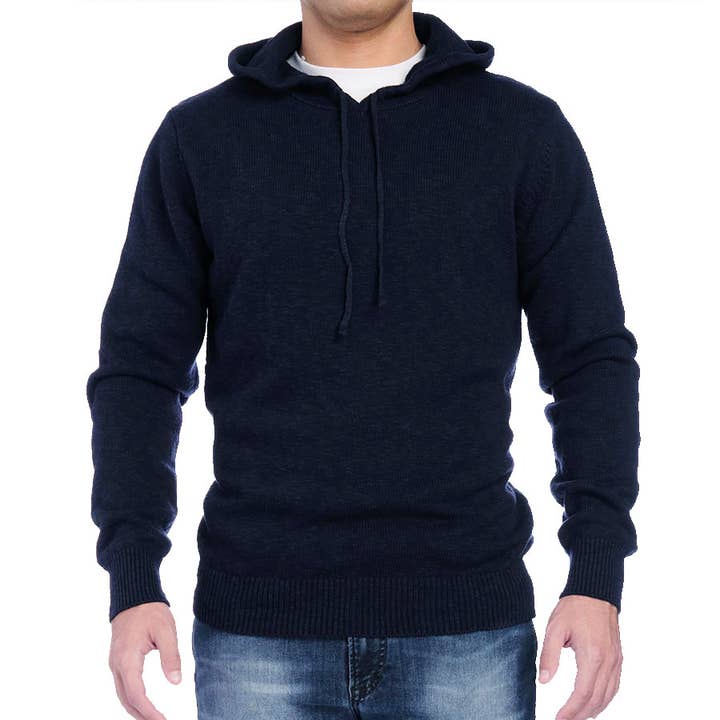 Heather Navy Cotton Linen Hoodie for wholesale by Jeremy Argyle