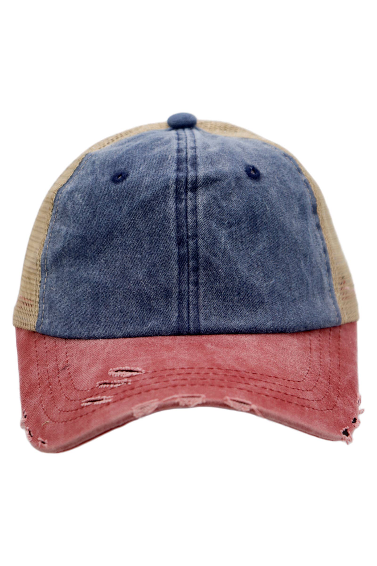 Cap Zone - Wholesale Trucker Hat - Unisex - Three Tone Distressed Pigmented Cotton Trucker Hat1