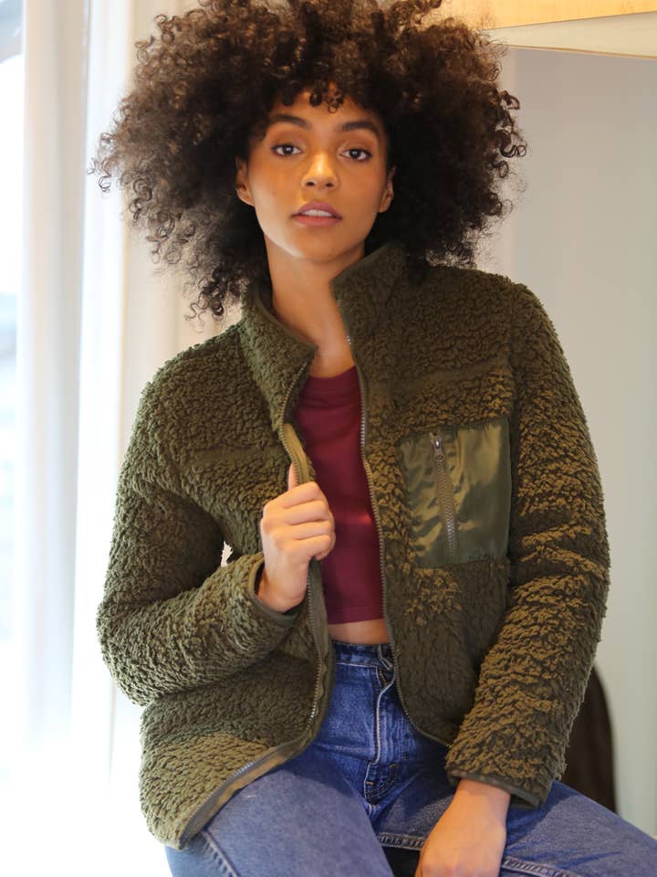 SJB15-ASIS TEDDYFELLJACKE MIT REISSVERSCHLUSS für den Großhandel von ANGIE