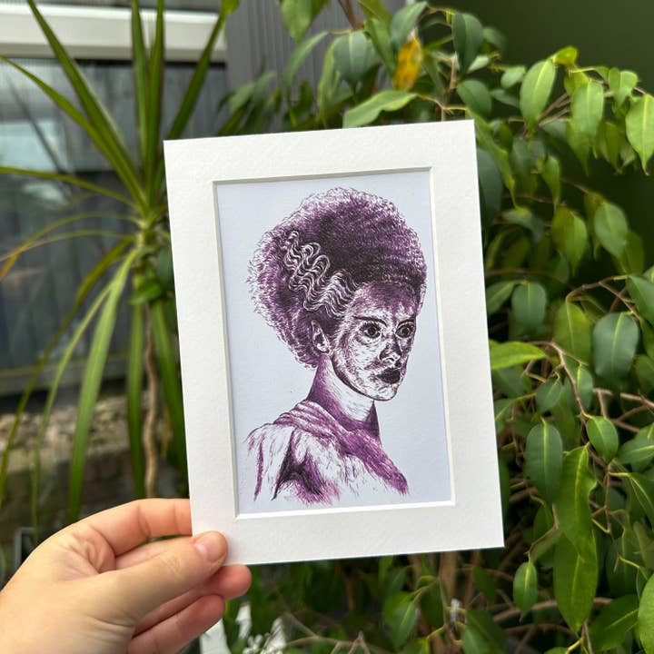 Frankenstein's Bride A6 Print for wholesale by Lucy Locks Art