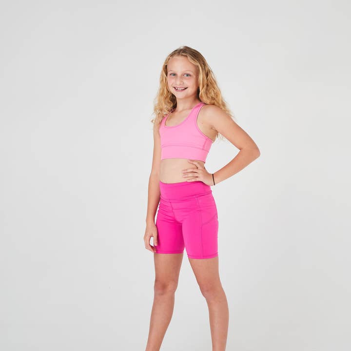 Girls Magenta Longer Bike Sports Shorts for wholesale by School Active Sports
