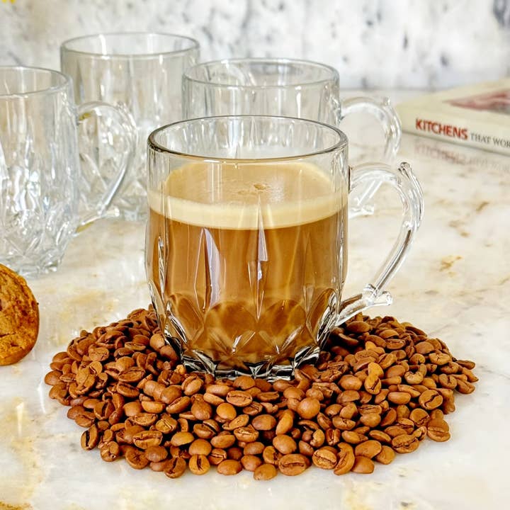 RED POMEGRANATE COLLECTION - Wholesale Coffee Mug - FIORA 13 oz Glass Mug2