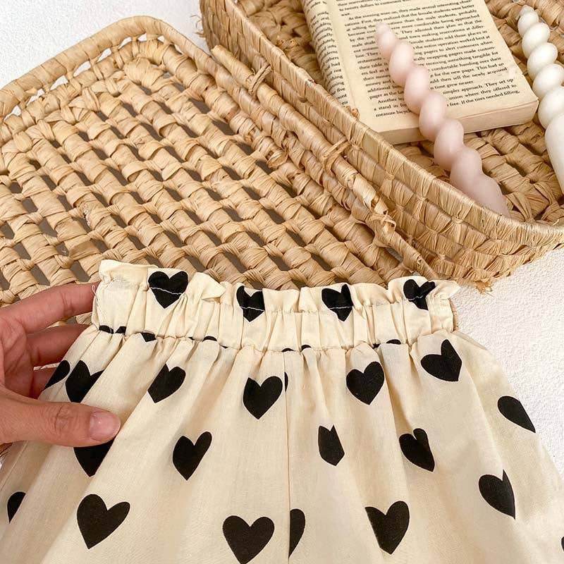 Abricot Arrivée pour l'été : Ensemble robe à bretelles et short à imprimé cœur en vente sur Faire7