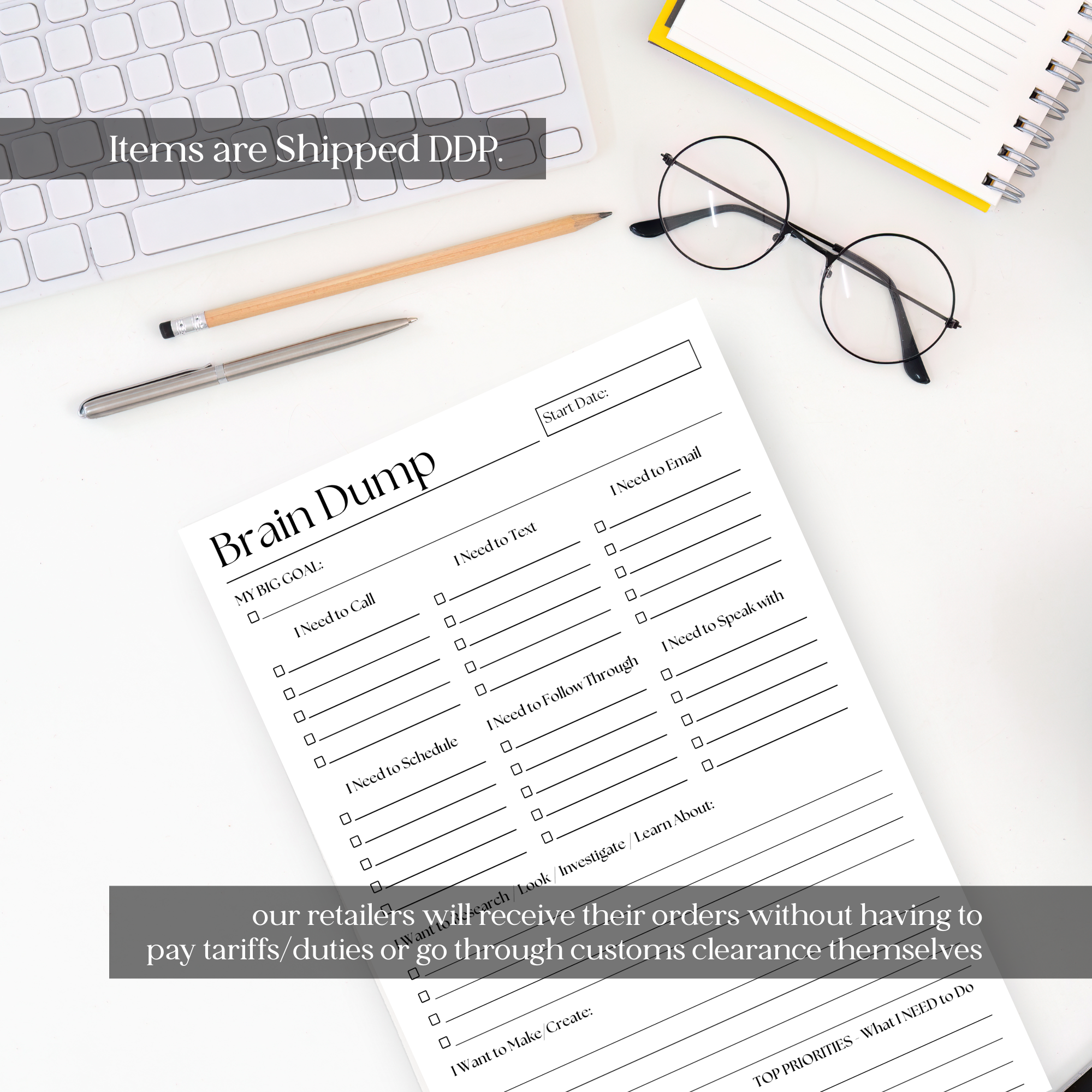 Eleventh and Taylor – Bloco de notas por atacado – Bloco de Notas Brain Dump: Planeador Diário de 50 Páginas para TDAH3