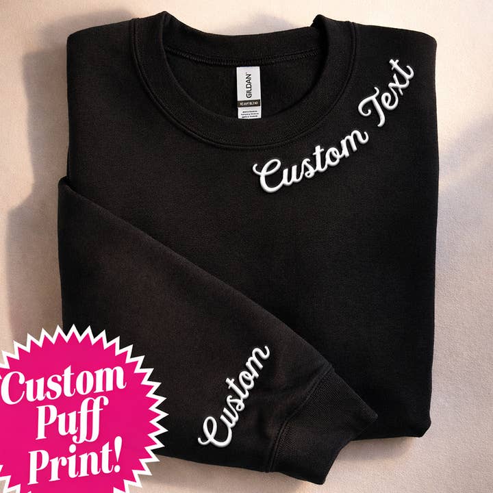 Sweatshirt unisexe personnalisé avec col et manches en relief et impression en relief. pour la vente par Nobullwoman Apparel